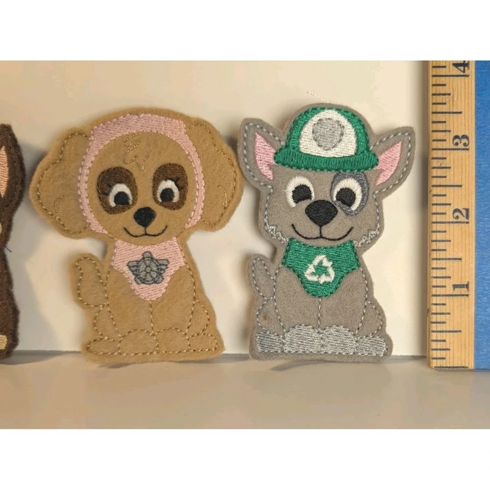 Paw Patrol Nickelodeon Felt Finger Puppets Hand Crafted With Carry Case Lot Of 9